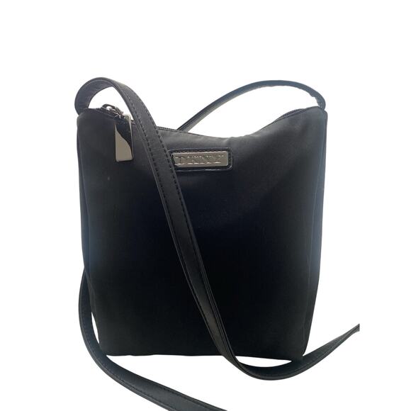 Vintage Donna Karan NY Leather/Rayon Small Shoulder Bag Lightweight - Picture 1 of 8